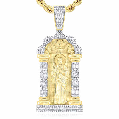 1.33CTW Natural Diamond 10K Yellow Gold St. Jude Thaddeus Pendant - WJD Exclusives