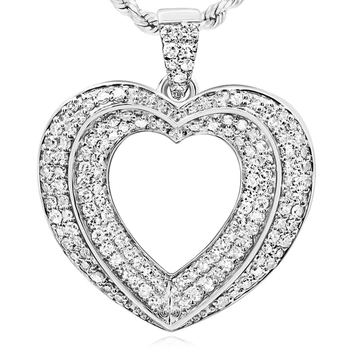 0.37CTW Natural Diamond 10K Gold Yellow White Rose Multi - Heart Pendant 0.8" - WJD Exclusives
