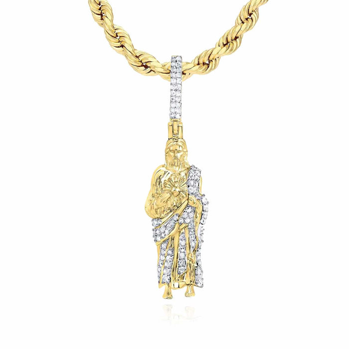 Natural Diamond 10K Gold Jesus Pendant 1.5" 2" 2.65" - WJD Exclusives