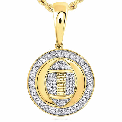 0.62CTW Natural Diamond 10K Yellow Gold Football Globe Pendant 0.75" - WJD Exclusives