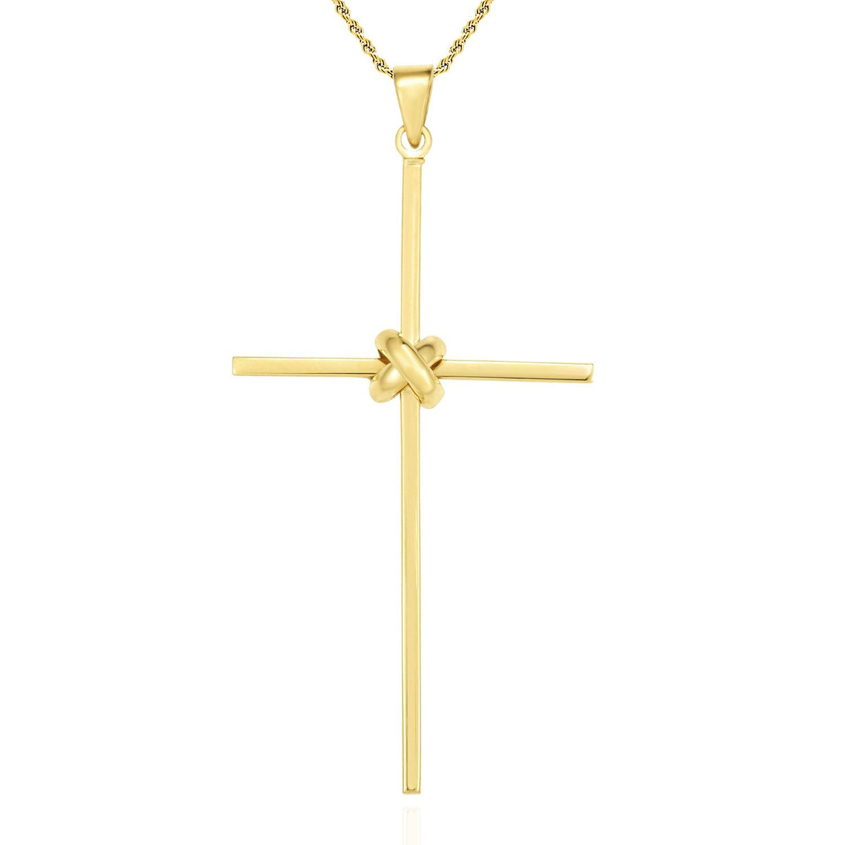 14K Yellow Gold Central Knot Cross Pendant 1.95"