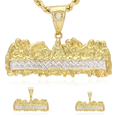 Last Supper 10K Yellow Gold Two-Tone Pendant 0.8", 1", 1.2", 1.4"