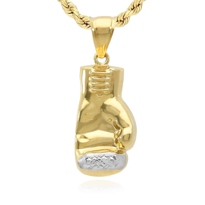 10K Yellow Gold Boxing Gloves Pendant 1.5" - 1.8" - WJD Exclusives