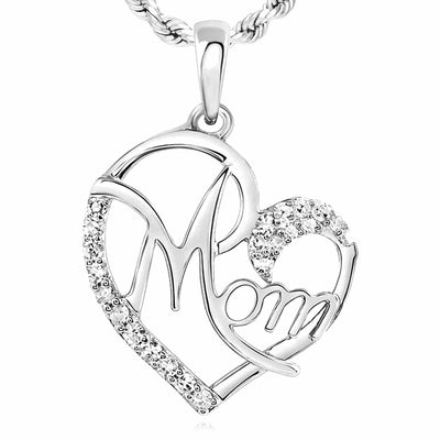 0.13CTW Natural Diamond 10K Gold Yellow White Rose Open Heart Mom Pendant 0.85" - WJD Exclusives