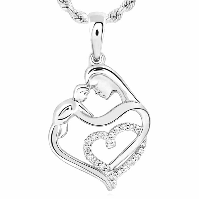 0.10CTW Natural Diamond 10k Gold Yellow White Rose Child Mother Heart Pendant - WJD Exclusives