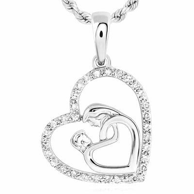 0.17CTW Natural Diamond 10K Gold Yellow White Rose Mom Child Heart Pendant - WJD Exclusives