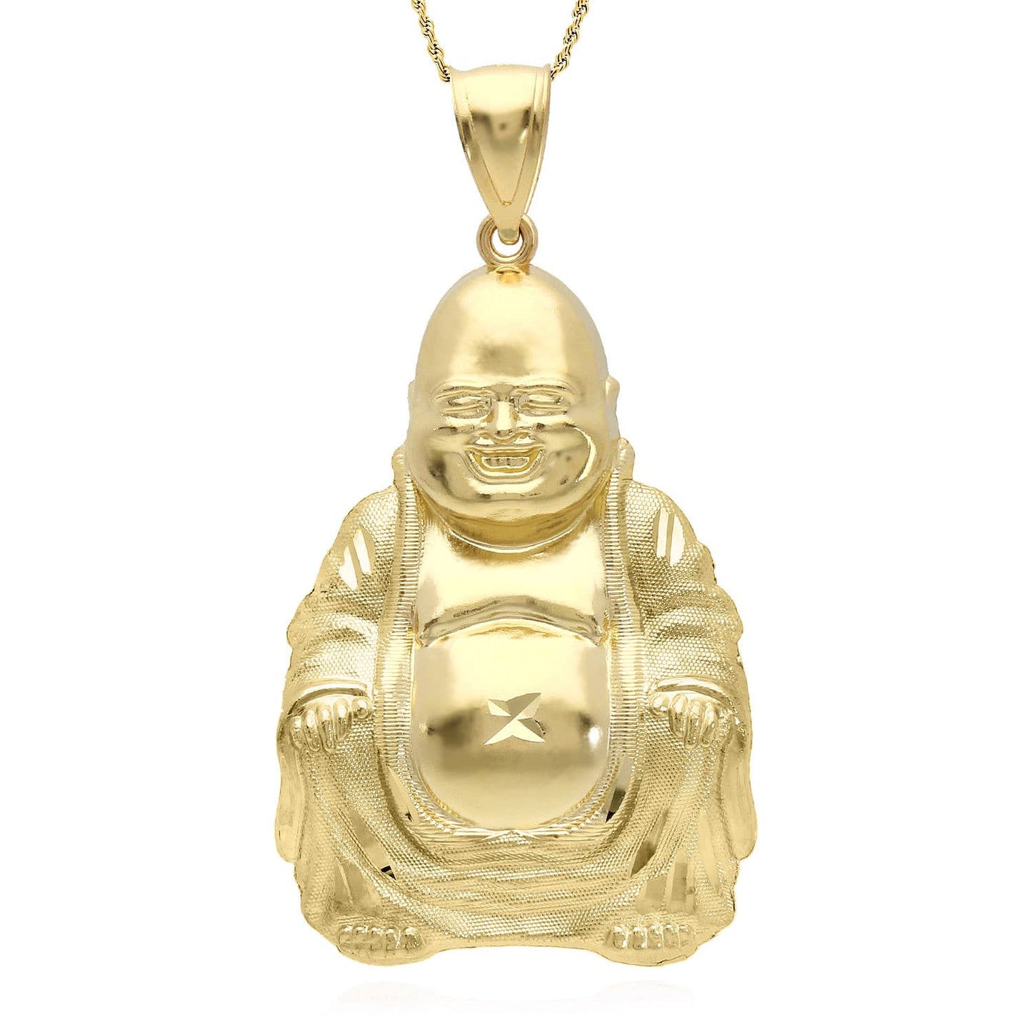 10K Yellow Gold Buddha Charm Pendant 1.34"-2.2"