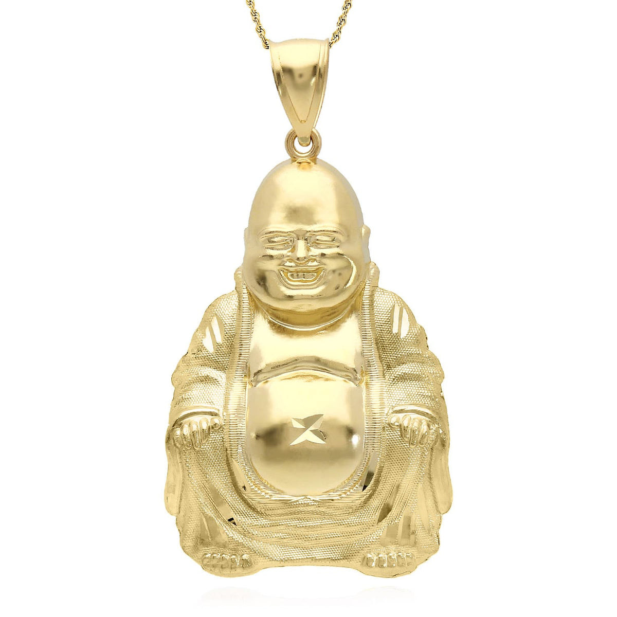 10K Yellow Gold Buddha Pendant 1.34"-2.2"