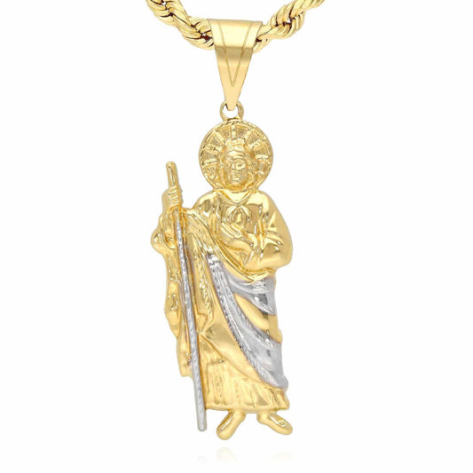 14K Yellow Gold Religious St. Jude Charm Pendant 1.5"-2.4"