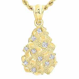 Natural Diamond 10K Yellow Gold Nugget Pendant – WJD