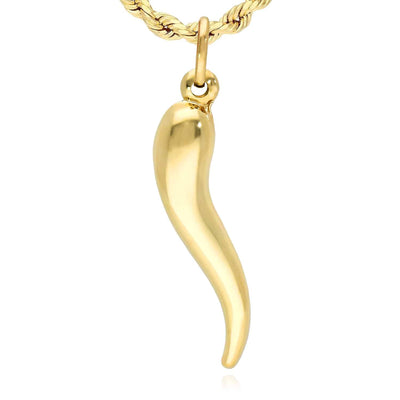 10K Gold Italian Horn Pendant 1.1" - 2" - WJD Exclusives