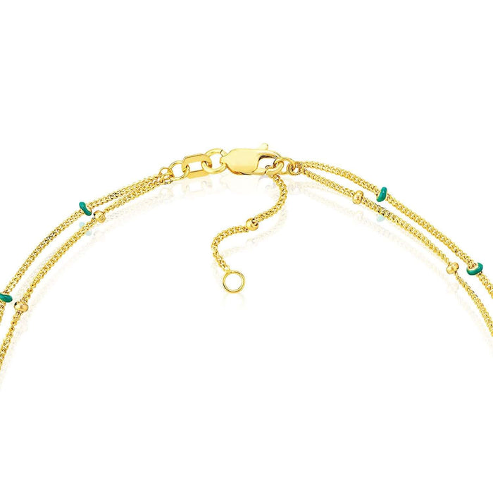 14K Yellow Gold Miami Cuban Blue Enamel Saturn Ankle Bracelet (Solid Links) 9" - 10" Adjustable - WJD Exclusives