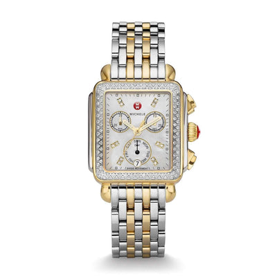 MICHELE Deco Two-Tone Gold Stainless Steel Diamond Dial Womens Watch MWW06P000108