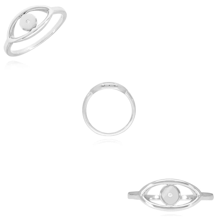 925 Sterling Silver CZ Evil Eye Ring