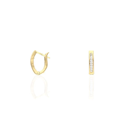 14 Yellow Gold CZ Channel Latch Earrings