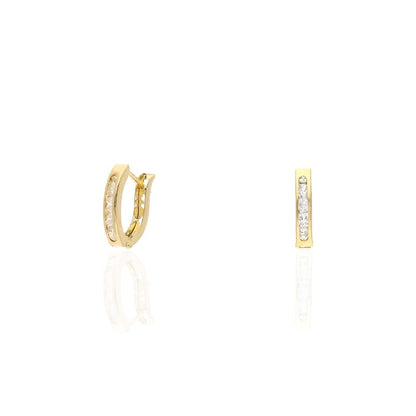 14 Yellow Gold CZ Channel Latch Earrings