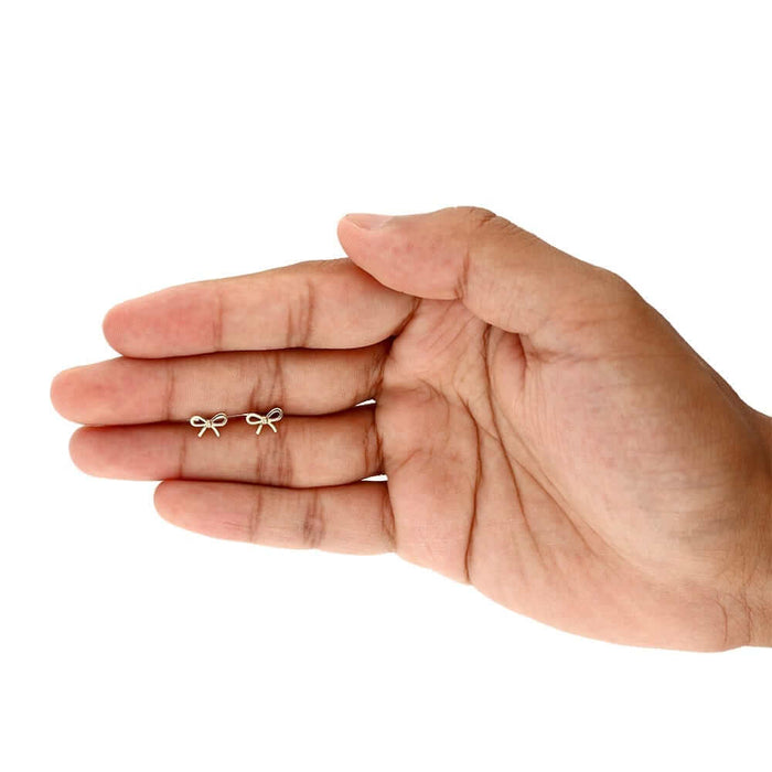 14k Yellow Gold Bow Tie Screw Back Stud Kid Earrings