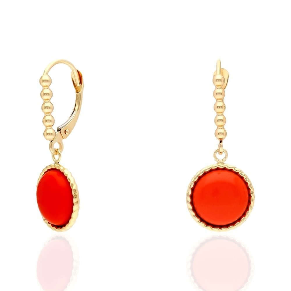 14k Yellow Gold White Gold Twisted Bezel Gemstone Leverback  Earrings
