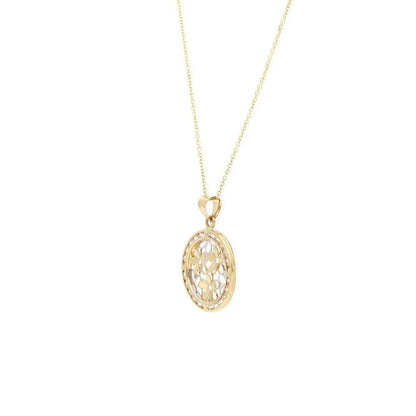 14k Yellow Gold White Gold 1.50Ct CZ Flower Pendant 1"