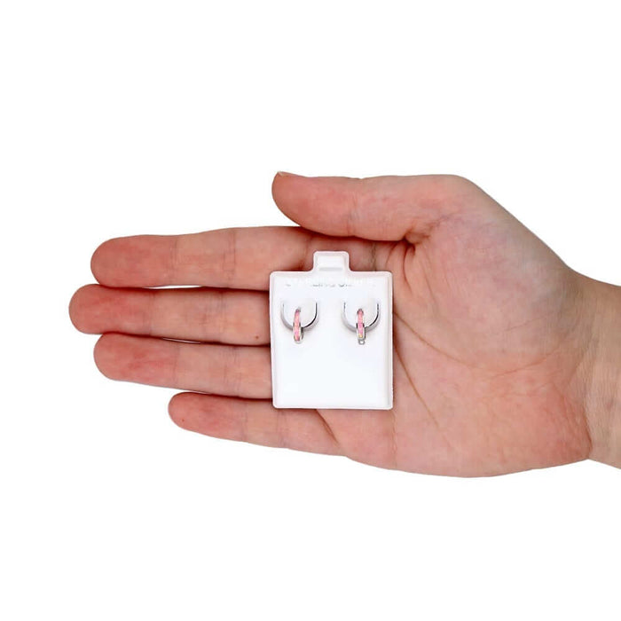 925 Sterling Silver Simulated Fire Opal Huggie Hoop Earrings 0.5"