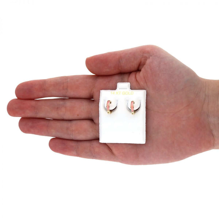 14k Yellow Gold Multicolor Fire Opal Huggie Hoop Earrings 0.4"