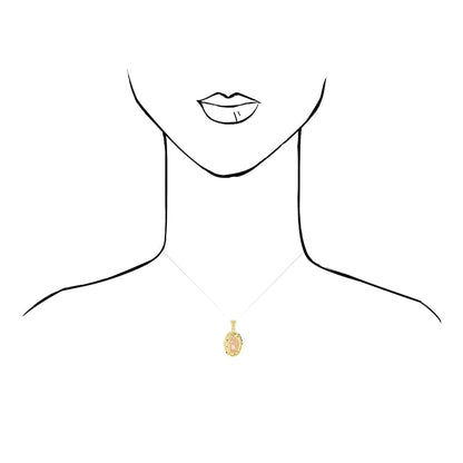 14k Solid Yellow Rose Gold Diamond Cut Our Lady Of Guadalupe Oval Charm Pendant