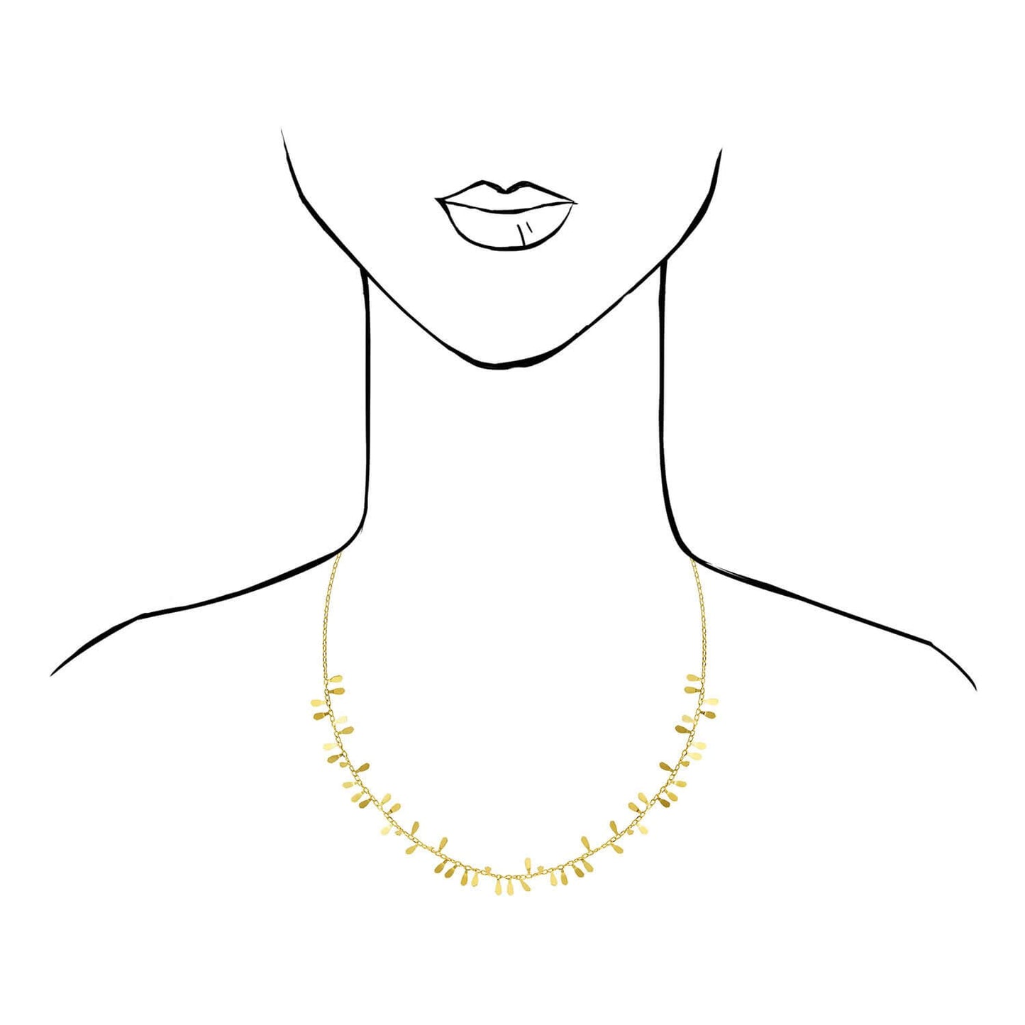 14K Yellow Gold Cable Petal Necklace Adjustable 16"-18"