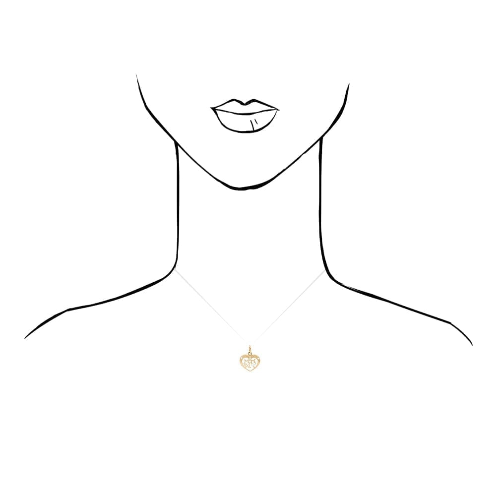 14k Yellow Gold White Zircon #1 Mom Heart Pendant Cable Chain Necklace 16-18"