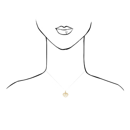 14k Yellow Gold White Zircon #1 Mom Heart Pendant Cable Chain Necklace 16-18"