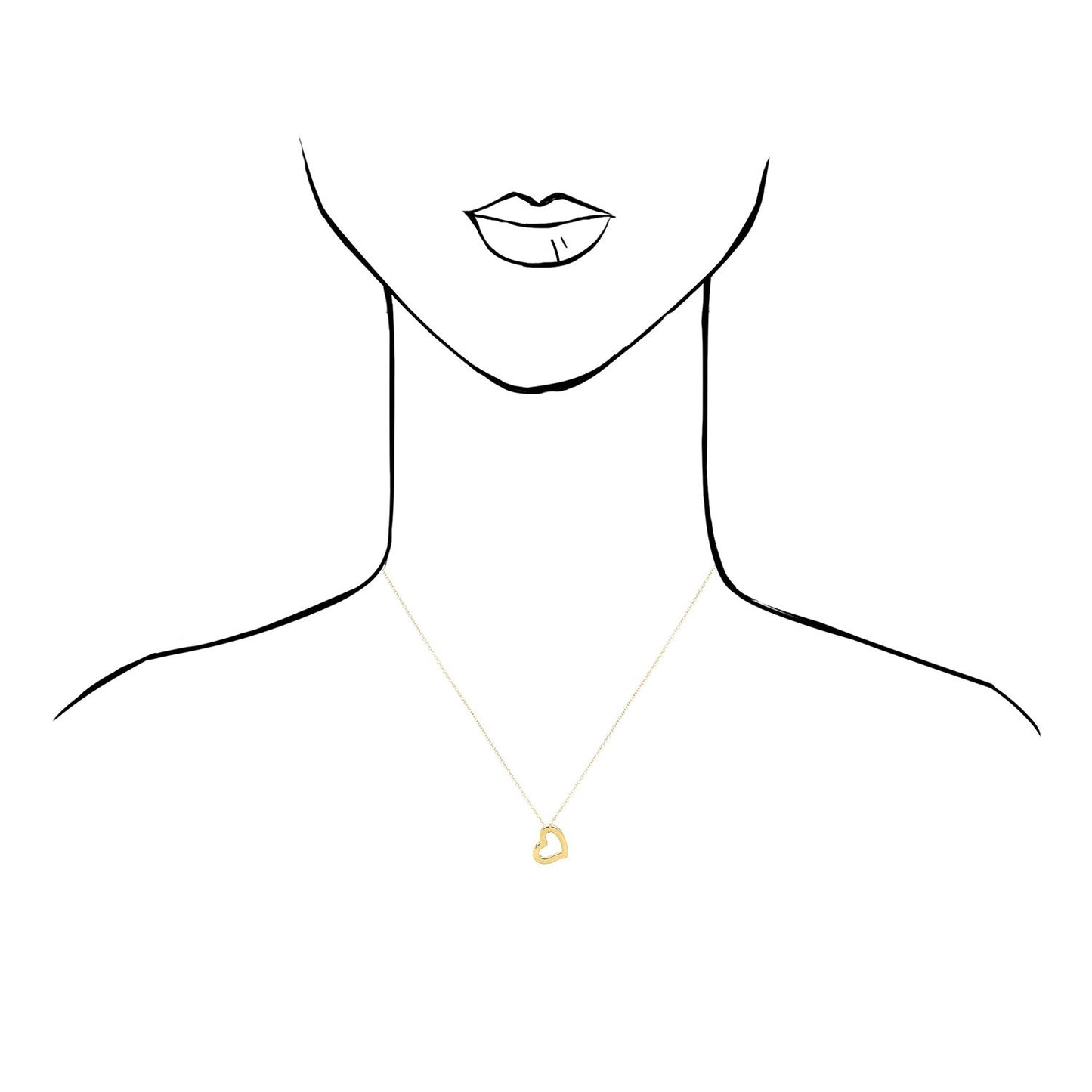 14K Real Gold Yellow, White, Rose Rope Open Heart Pendant Necklace 18"