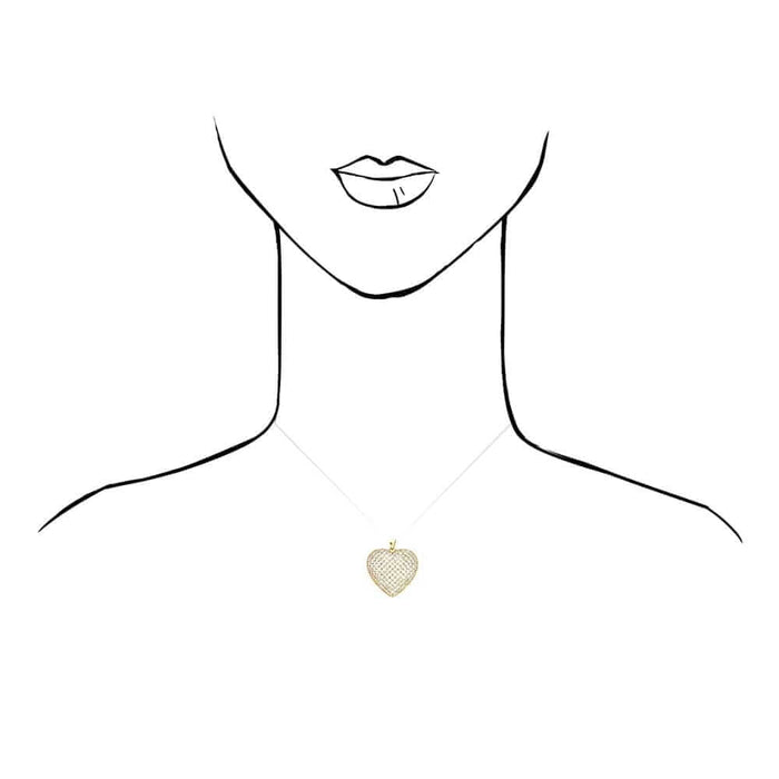 CZ Yellow Rose White Gold Over Silver Heart Pendant Chain 16" 18"