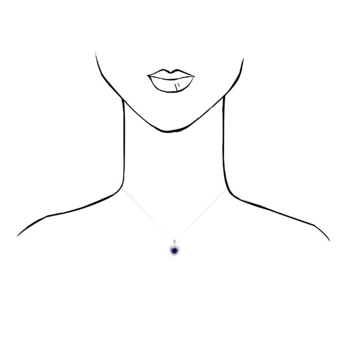 14k Yellow Gold White Gold Solitaire Birthstone Halo Heart Pendant 0.6"