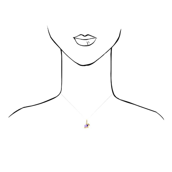 14k Yellow Gold Purple Enamel Elephant Pendant 1mm Cable Chain 16" 18"