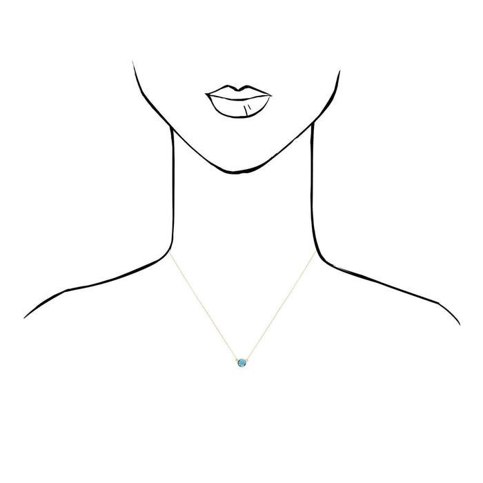 14K Yellow Gold 1CT Bezel-Set Colored Gem Birthstone Necklace (Solid Links) 15"-17" Adjustable