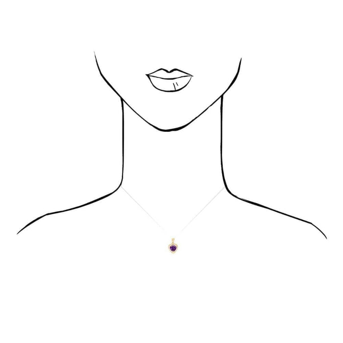 14k Yellow Gold White Gold Solitaire Birthstone Halo Heart Pendant 0.6"