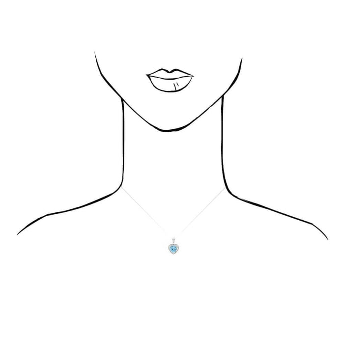 14k Yellow Gold White Gold Solitaire Birthstone Halo Heart Pendant 0.6"