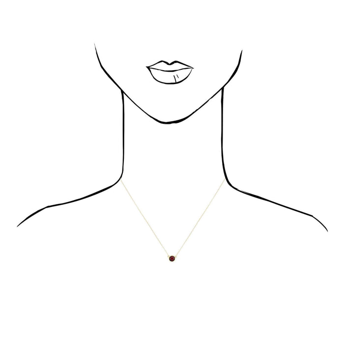 14K Yellow Gold 1CT Bezel-Set Colored Gem Birthstone Necklace (Solid Links) 15"-17" Adjustable