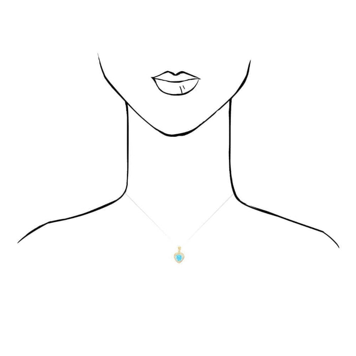 14k Yellow Gold White Gold Solitaire Birthstone Halo Heart Pendant 0.6"