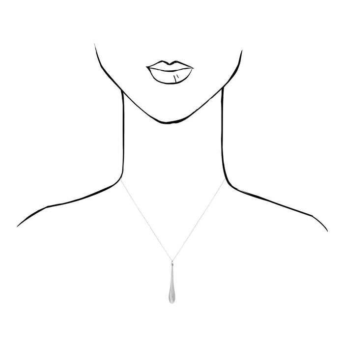 14K Yellow White Rose Gold Shiny Long Puffed Teardrop Necklace (Solid Links) 18"