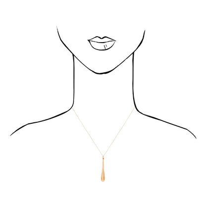 14K Yellow White Rose Gold Shiny Long Puffed Teardrop Pendant Necklace 18"