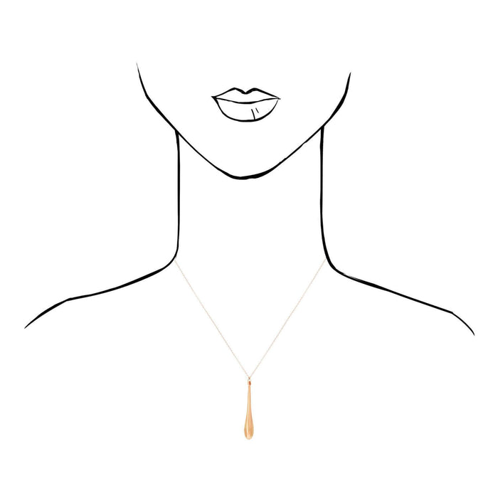 14K Yellow White Rose Gold Shiny Long Puffed Teardrop Necklace (Solid Links) 18"