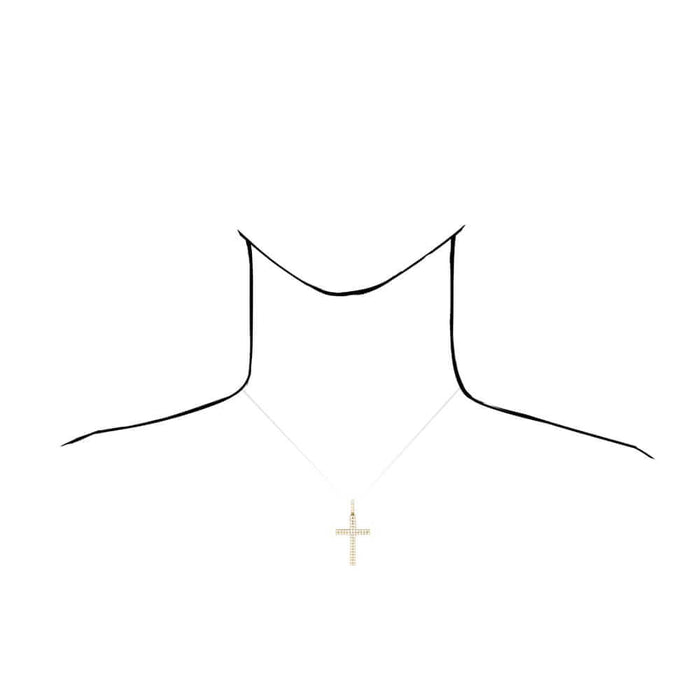 14K Yellow Gold 1.75Ct CZ Religious Cross Pendant 1.6"