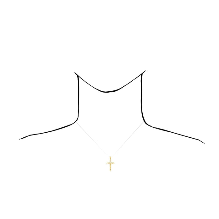 14K Yellow Gold 1Ct CZ Religious Cross Pendant 1.2"