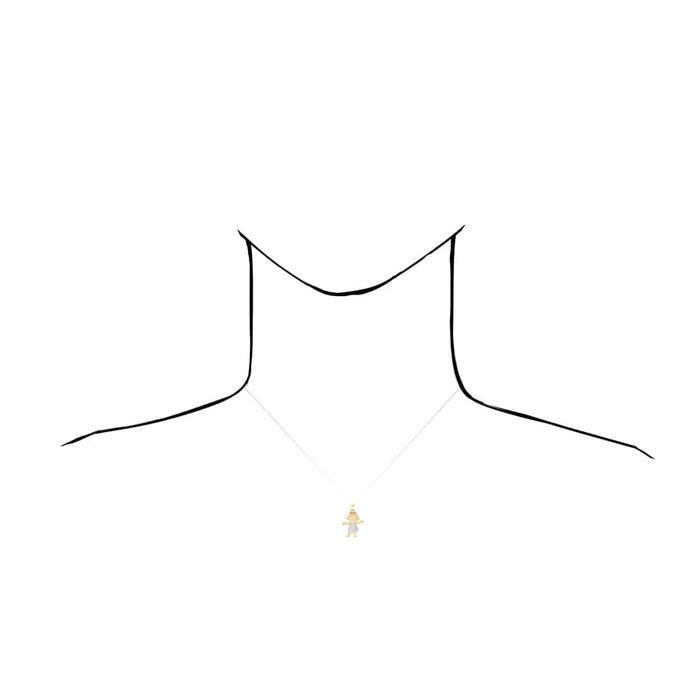 14k Tri-Color Gold Textured Girl KidsPendant Cable Chain 16-18"