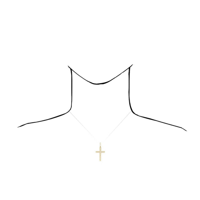 14K Yellow Gold 3Ct CZ Segmented Religious Cross Pendant