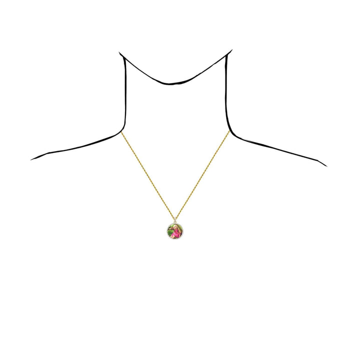 Natural Diamond Pave 10K Yellow Gold Round Picture Frame Memory Pendant 1" - 1.8" - WJD Exclusives