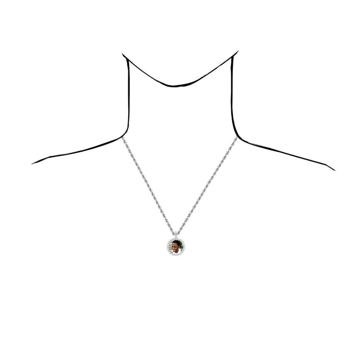 Natural Diamond 10K White Gold Round Picture Frame Memory Pendant 1.4" - 2" - WJD Exclusives