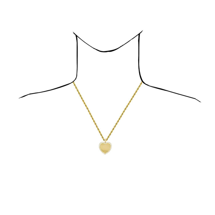 14K Yellow Gold CZ Frame Two - Sided Rotating Heart Picture Pendant - WJD Exclusives