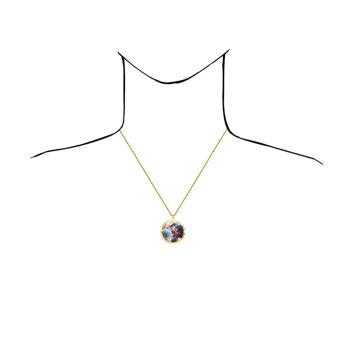 14K Gold Fluted Bezel Round Picture Memory Medallion Pendant 1.3" - 1.9" - WJD Exclusives