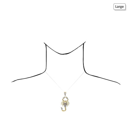 10K Yellow Gold CZ Pave Scorpio Charm Pendant 2"-3"